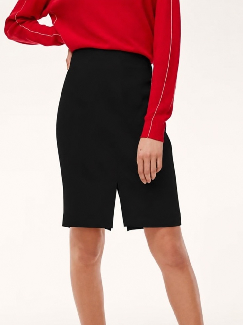Aritzia Babaton Zayan Slit Skirt in Black Sz 0